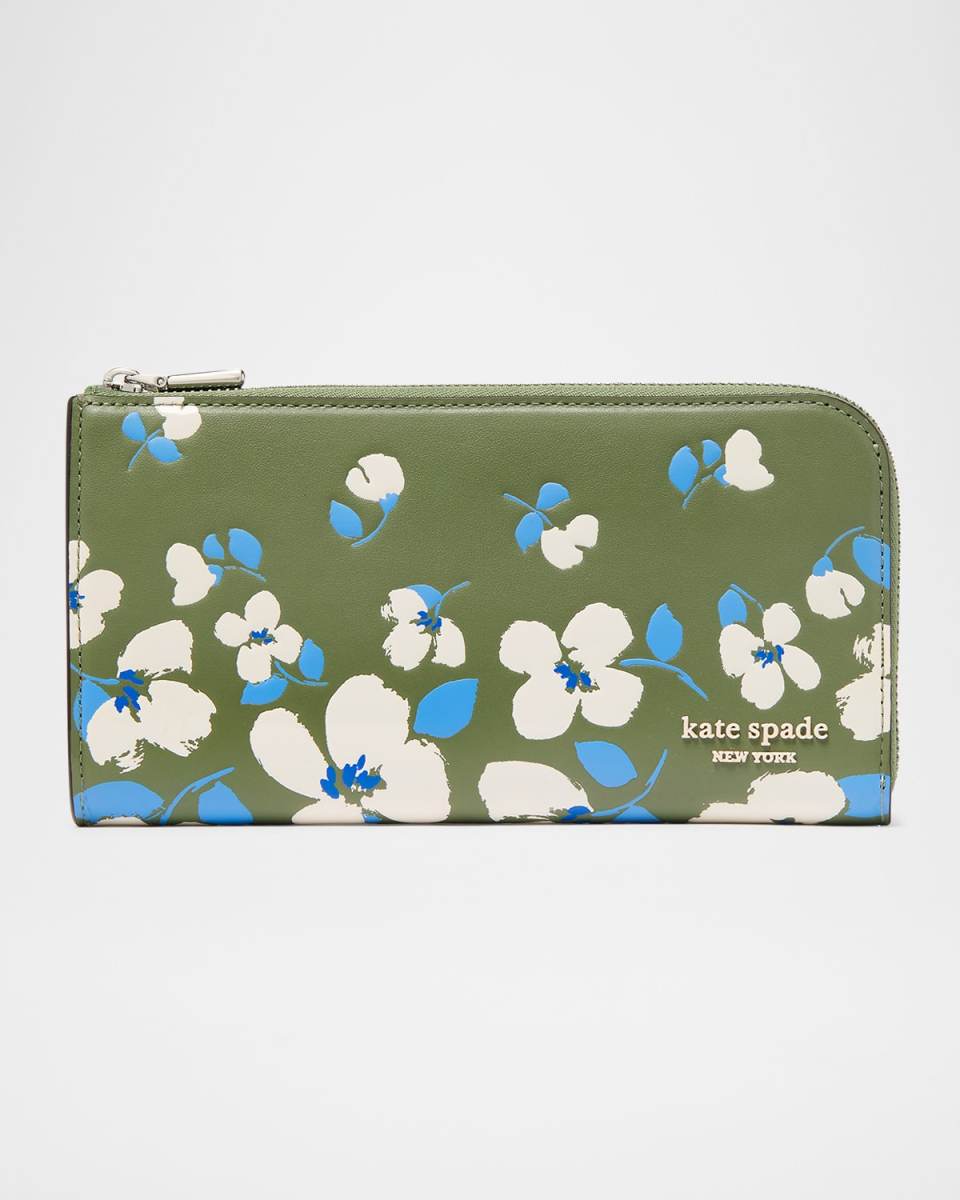 devin painterly bouquet embossed leather continental wallet